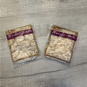 Lot of 2 Vintage Silkies Classic Ribbed Opaque Trouser Socks Cream 4 Pair NEW